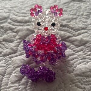 Beaded Hello Kitty Figurine in Pink, White and Purple